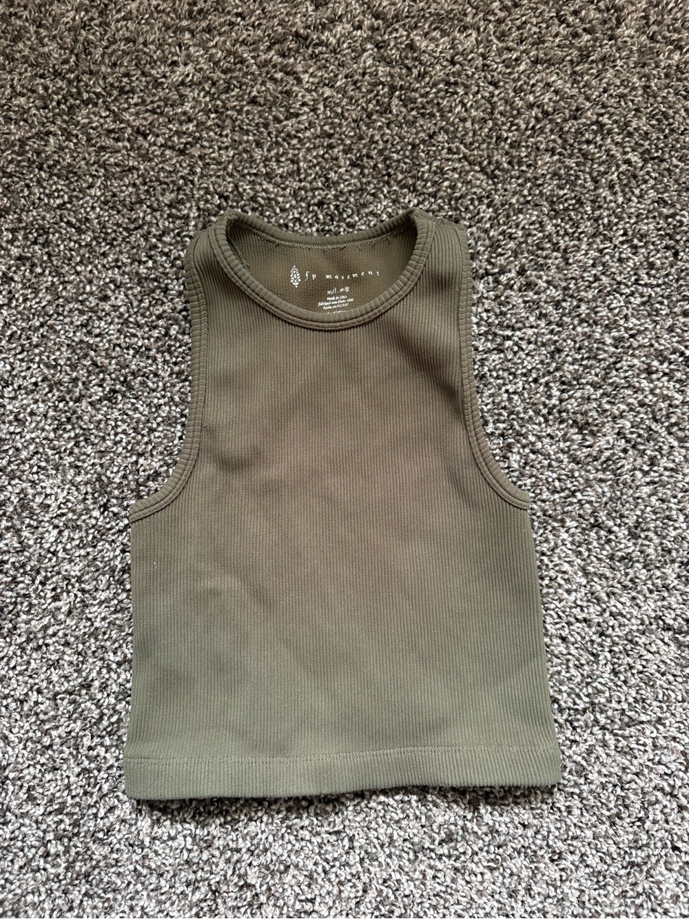 Free People Olive Green Ribbed Tank Top